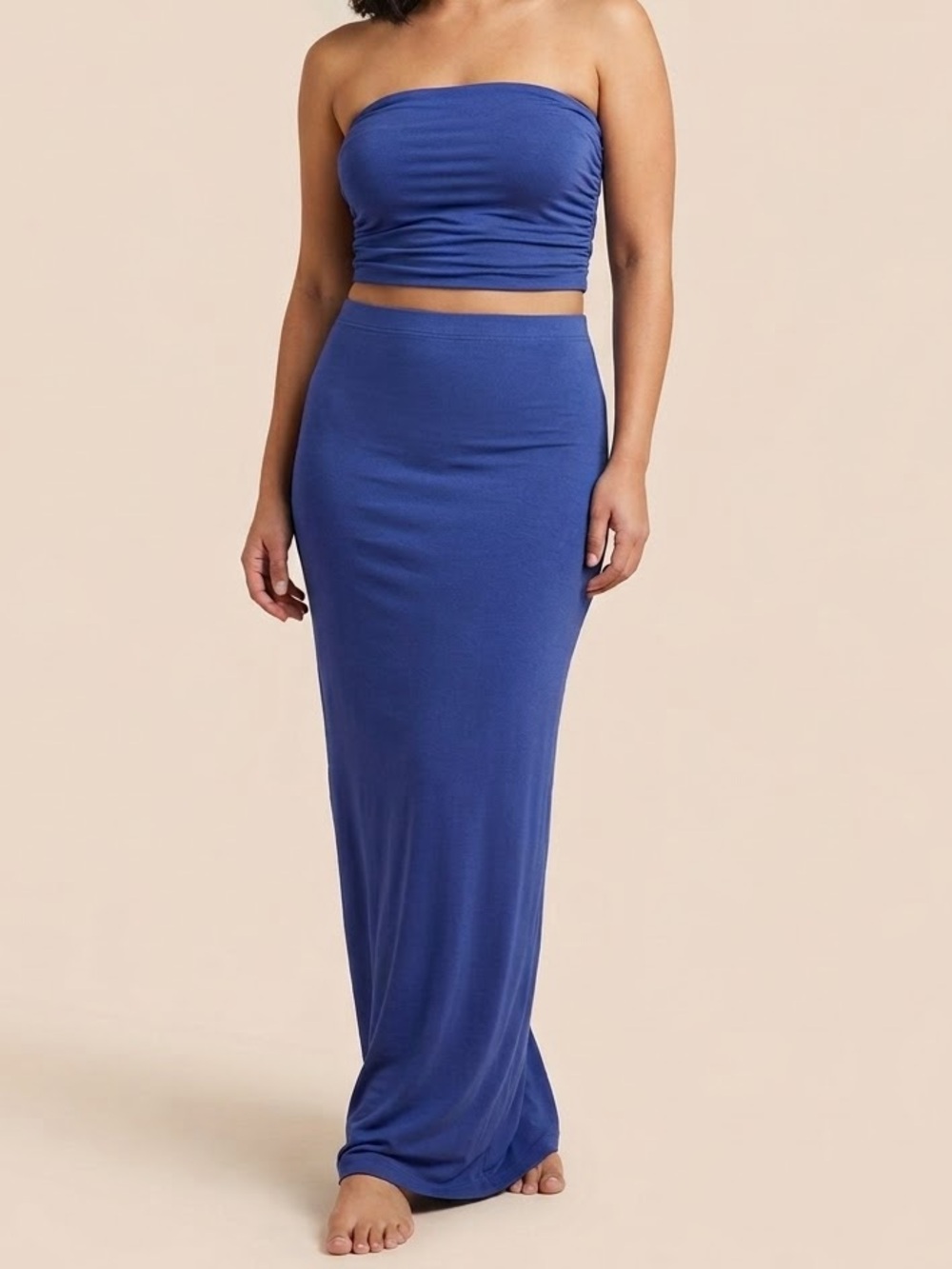 NWOT Free People Free-est 2 Piece Set Tube Top Maxi Skirt Purple Size Small